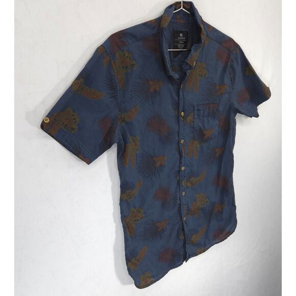 Cotton On Shirt Mens Small Navy Blue Hawaiian Tropical Short Sleeve Button Down - Picture 5 of 12